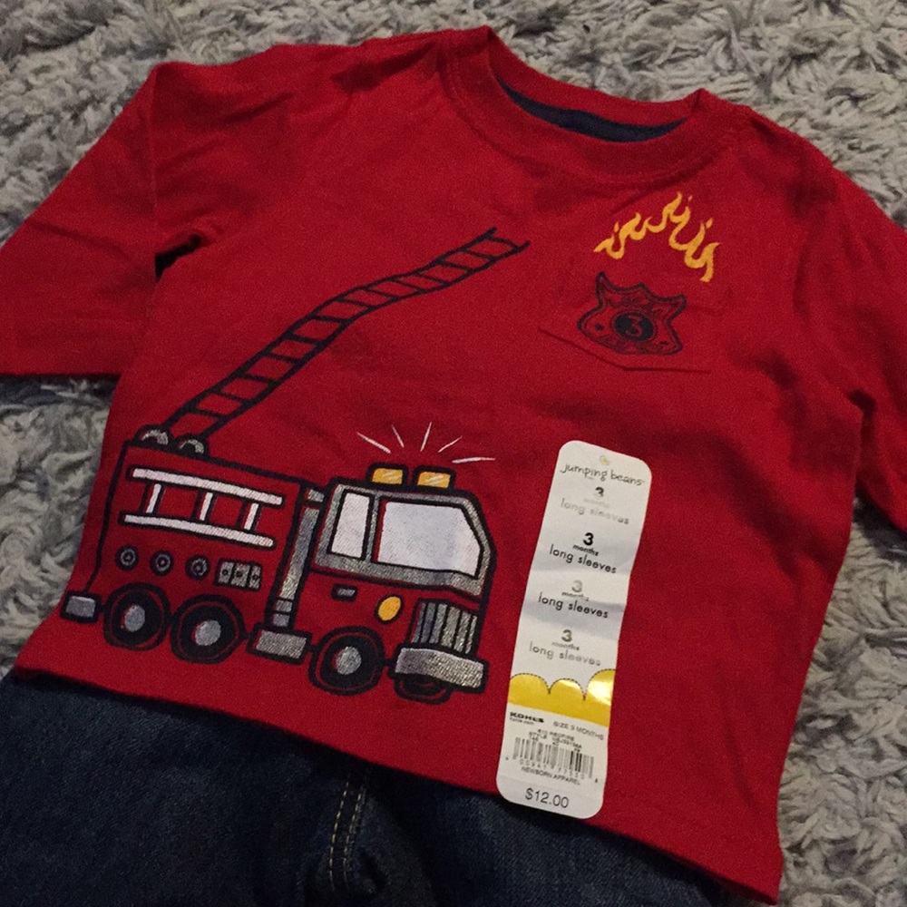 Jumping beans long sleeve red pocket T-shirt